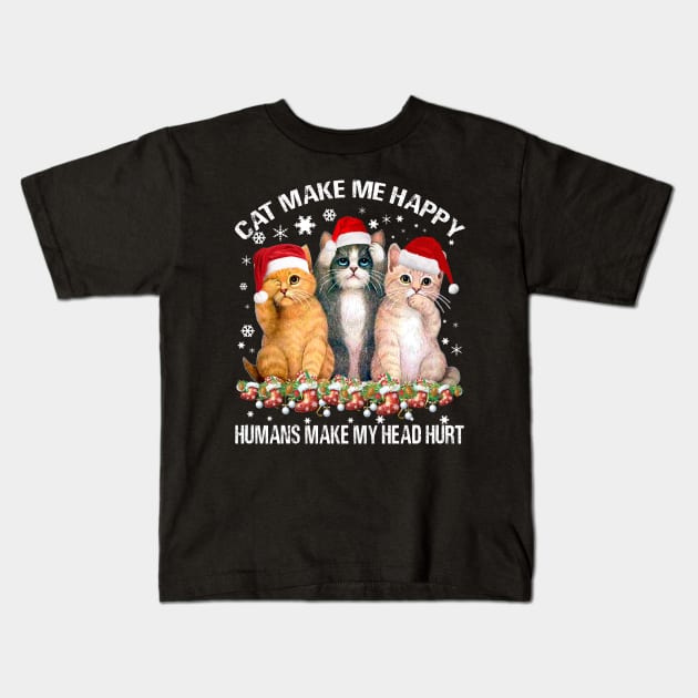 CAT MAKE ME HAPPY Kids T-Shirt by schaefersialice